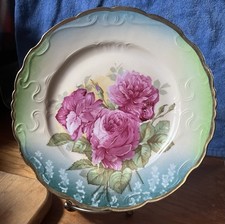Victorian Floral Peonies Plate Bavaria Limoges Vintage Gold Trim Beautiful