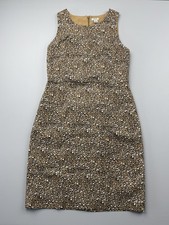 J. Crew Dress Womens 12 Brown Leopard Sleeveless Sheath Knee Length Lined