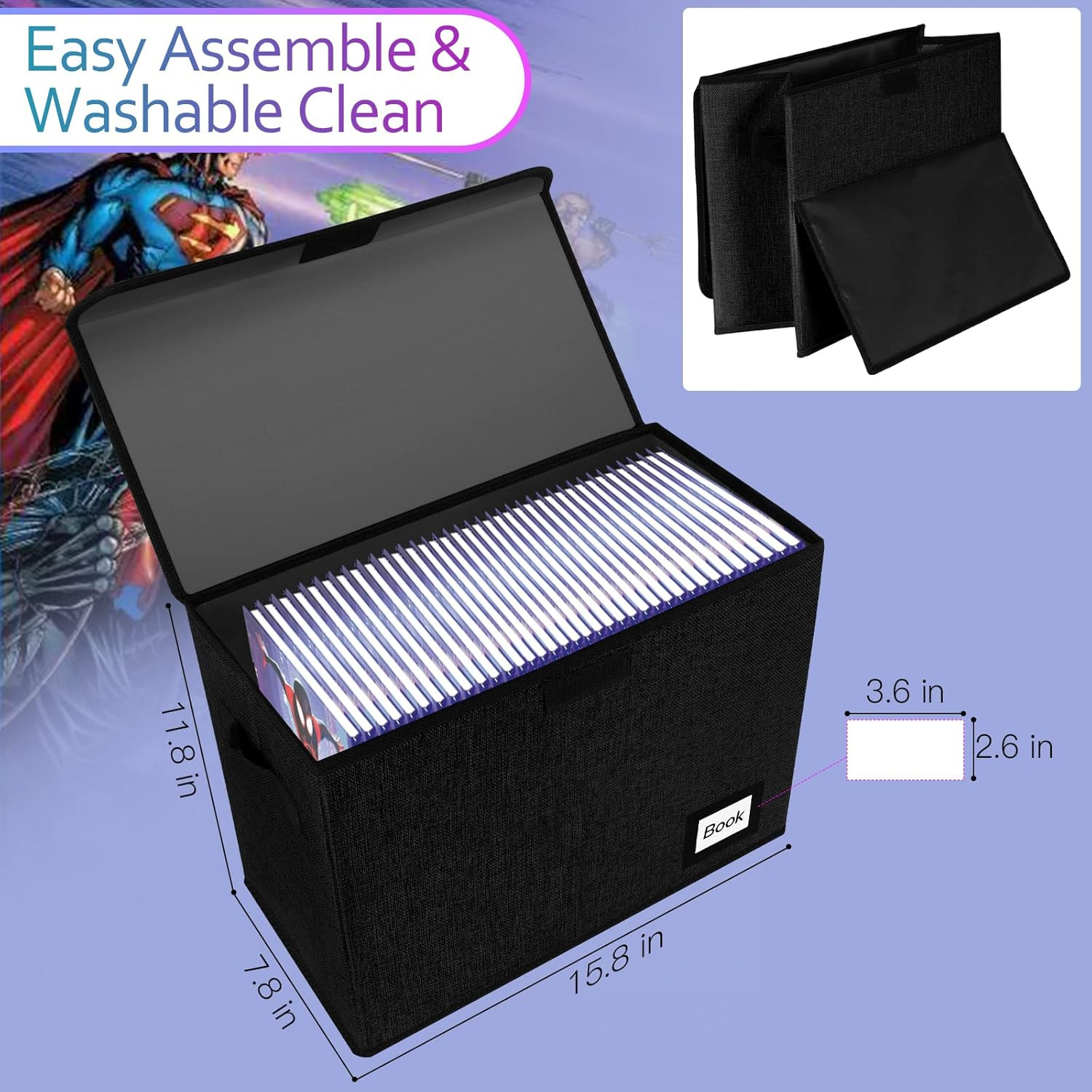 5 Pack Comic Book Storage Boxes 15.8"x7.8"x11.8"