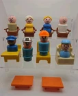 Lot 17 Vintage Fisher Price Little People Furniture 8 People 7 Chairs 2 Tables