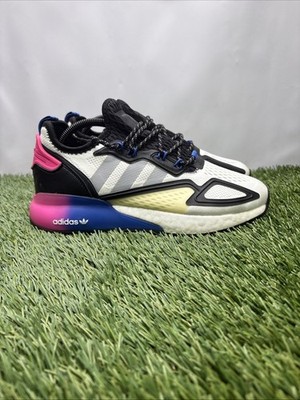 Adidas ZX 2K BOOST Men's Running Shoes White Black Pink Blue Size 8.5 FX8035
