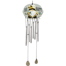 Elegant Metal Wind Chime with Bee Gnome Design - Perfect for Any Garden Space