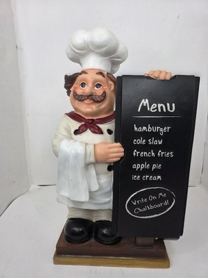 NEW Tabletop Resin Chef Statue Functional Chalkboard 15''