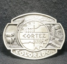 WI11109 NOS VINTAGE 1986 COLORADO CORTEZ COMMEMORATIVE PEWTER BELT BUCKLE