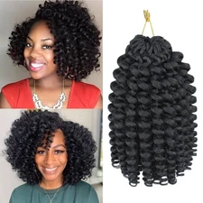 Jamaican Bounce Curly Crochet Hair 8 Inch 5 Packs Wand Curl Braids Short Brai