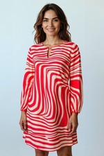 Tahari Arthur S. Levine Women’s Dress Size 10 Red White Geometric Print Career