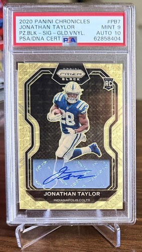 2020 Panini Chronicles Prizm Black Gold Vinyl Auto /5 Jonathan Taylor Rc PSA 9