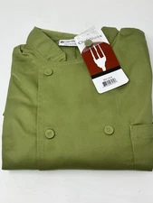 Chef Works Men’s Lime Green Chef Coat Jacket Double Breasted Cotton Blend Size M