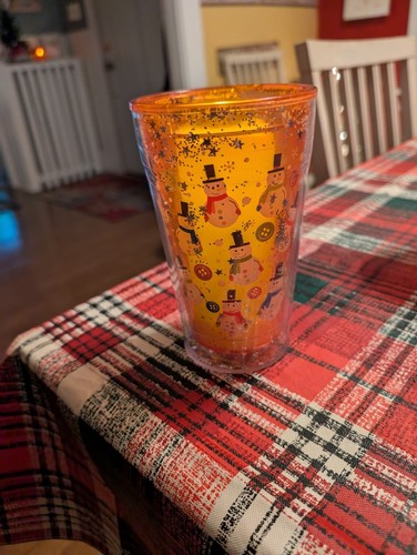 Very cute "snowman" 16 oz hard plastic tumbler with cover and straw - Picture 2 of 2