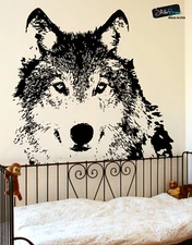 Wolf Face Wall Decal. Outdoors theme decor. #521