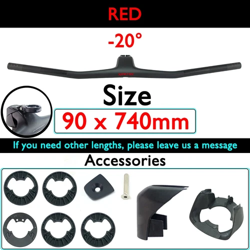 Full Carbon MTB Bicycle Integrated Cockpit Handlebar 740-780mm -20° UD Matte - Picture 18 of 48