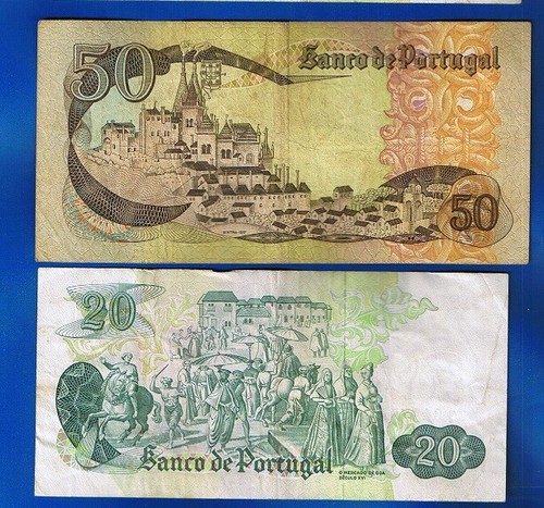 5) PORTUGAL 5x BILLETES 20/1000 Escudos 1968/1992 P-173 174 175 178 180 - Imagen 5 de 5