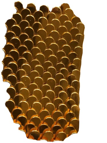 Vintage GARAY Gold Metal Fish Scale Expandable Belt Floral Buckle Size 1-Small - Picture 9 of 10