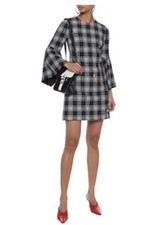NWOT Alice + Olivia Thym Checked Twill Black & White Bell Sleeve Dress Sz 4