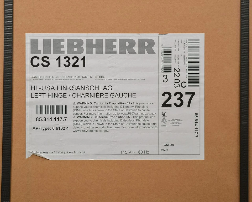 Liebherr CS 1321 24" Counter Depth 12.7 Cubic Ft. Bottom Freezer Refrigerator - Image 4 of 4