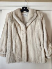 Clasic Mink Jacket Coat Stroller Azurene Light Grey Beige Female Full Skins