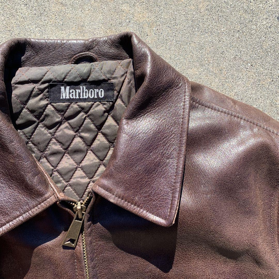 Marlboro Men L Vhtf Short Leather Jacket Vintage Rare Model