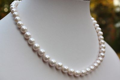 Collier Perle Eau Douce De Luxe - 45 Cm, Perles 8 Mm, Chaîne Véritable, Neuf Sans Emballage