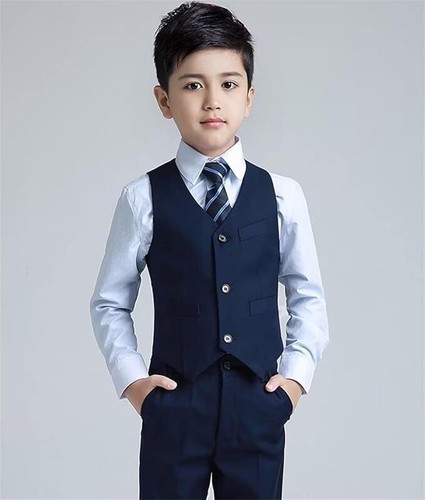 Navy Blue *Youth Suit* Slim Fit Size 10Y 2 Button Notch Lapel 3 Piece - Picture 4 of 5