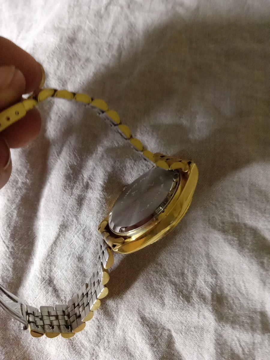 VTG GOLD TONE ELGIN FC400B CALENDAR STAINLESS STEEL WATCH