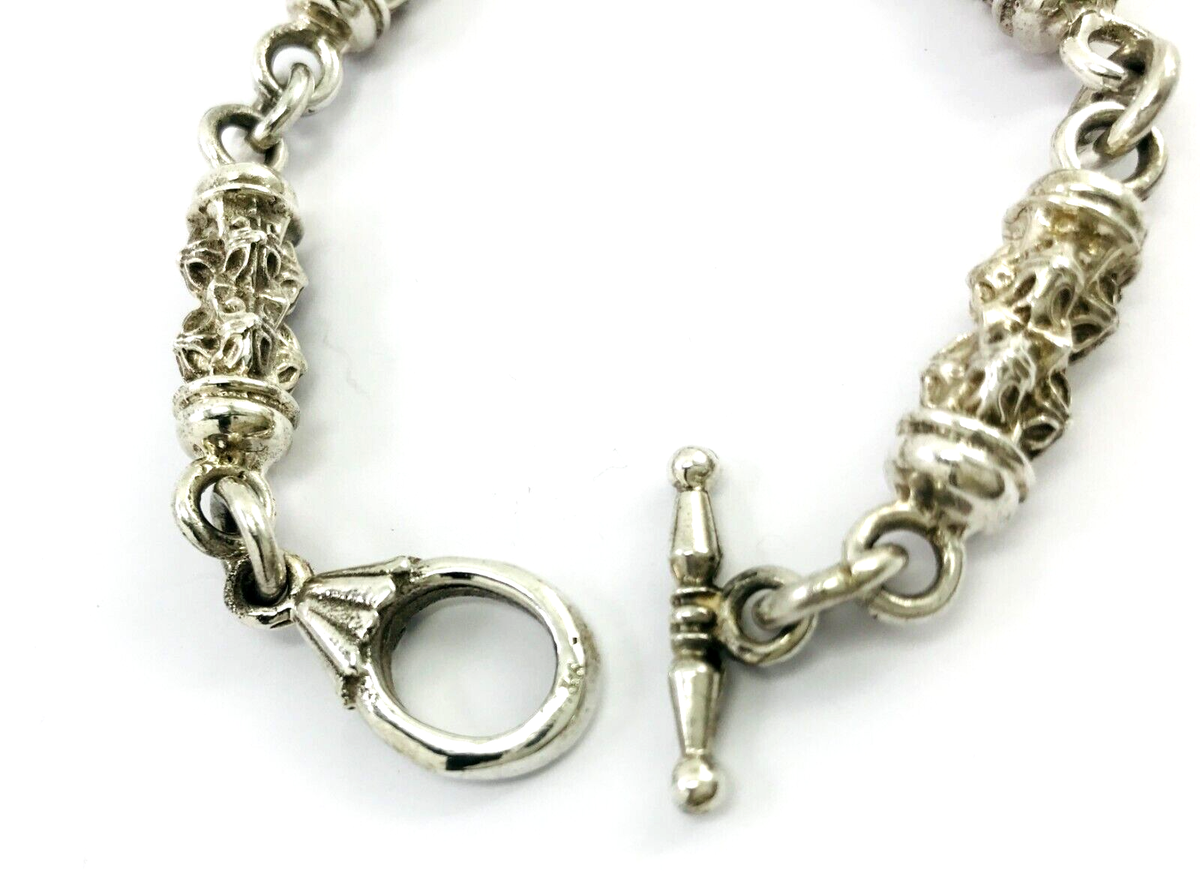 Taxco Mexican 925 Sterling Silver Cylinder Chain Bracelet. 7.1