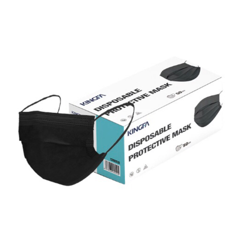 Kingfa Disposable Face Mask Non Medical Surgical 3 Ply Ear loop Black