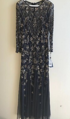 Adrianna Papell Women’s Long Sleeve Bead Dress Adrianna Papell Women's Long Sleeve Bead Dress, Midnight, Size 6 | eBay