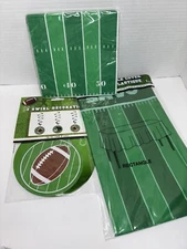 3PC SET FOOTBALL GAME TABLE COVER NAPKINS SWIRL DECORATION
