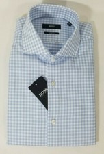 HUGO BOSS MARK US BLACK LABEL DRESS SHIRT SHARP FIT MICRO PATTERNED BLUE -NWT