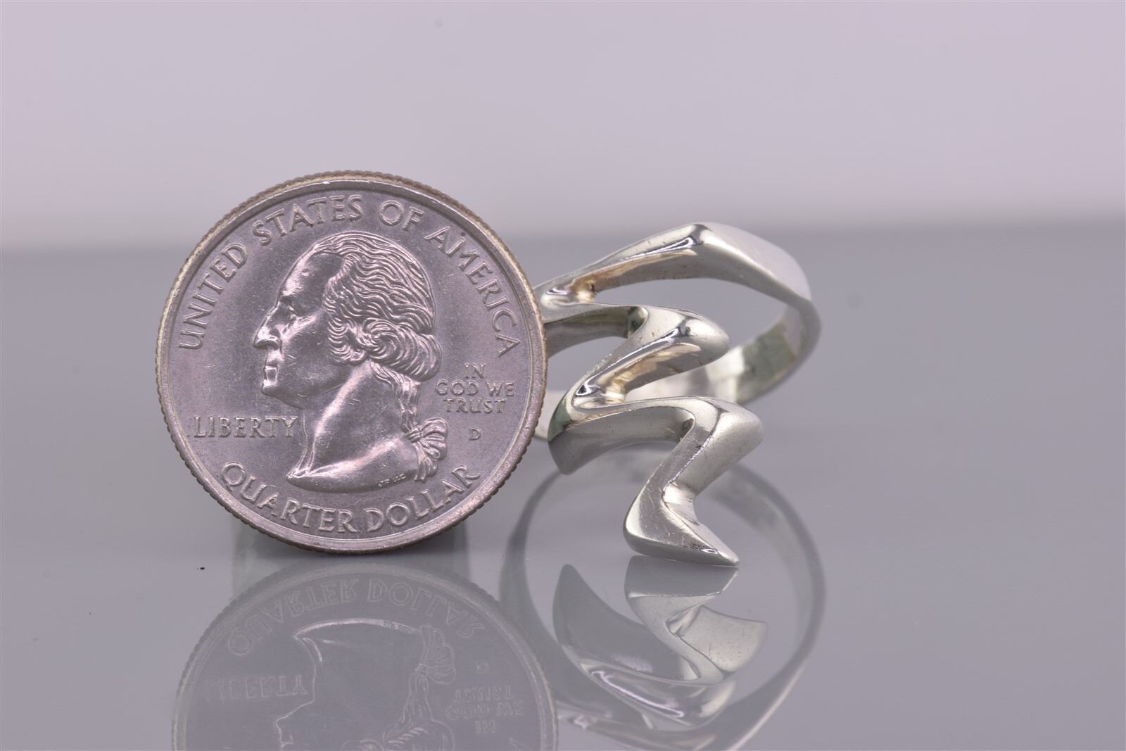 Sterling Silver 23mm Solid Zigzag Swirled Moderni… - image 8