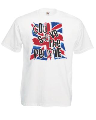 Erwachsene God Save the People Punk Anarchy Pistols Union Jack Unisex weiß T-Shirt