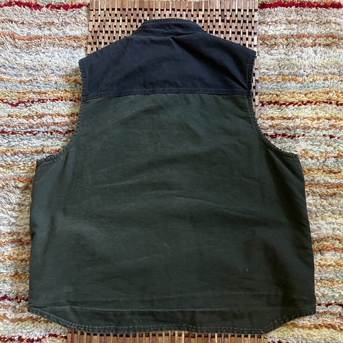 Carhartt Two Tone Forest Green Black Canvas Sherpa Lined Vests Men's 2XL Tall - Picture 2 of 3
