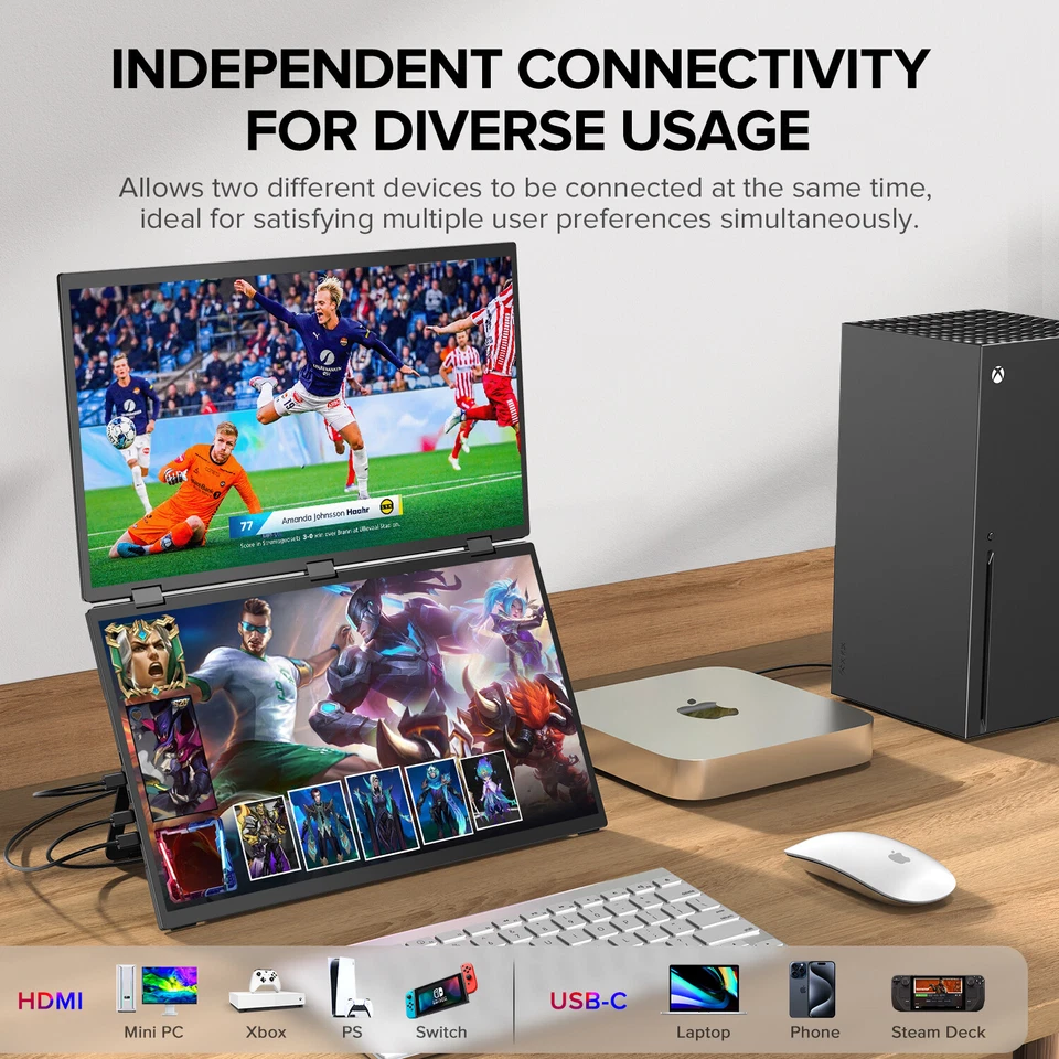 EVICIV UStation Max, 18.5" Collapsible Dual 1080P 100Hz Portable Monitor - Image 2 of 4