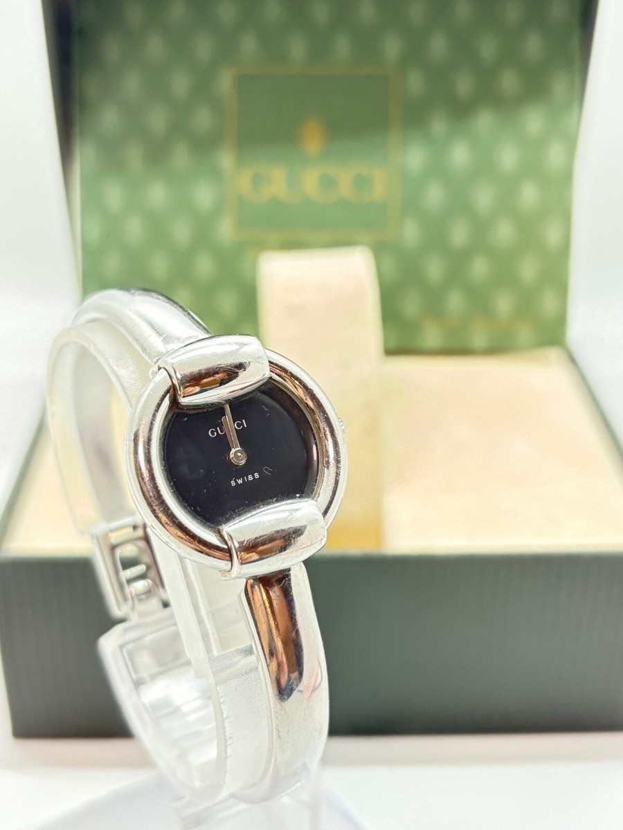 Exc+5 w/Box ] GUCCI 1400L Vintage Pink Dial Silver Quartz Watch