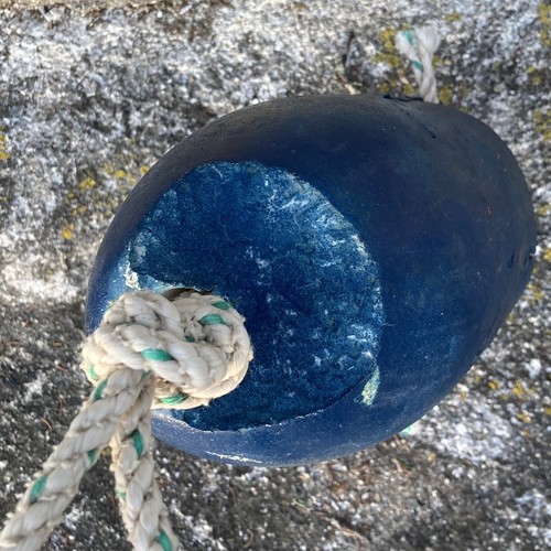 Authentic Maine Lobster Buoy Pot Float Nautical Decor Blue & Red Weathered - Picture 5 of 9