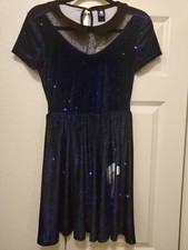 Hot Topic BBC Doctor Who Velvet Galaxy Peter Pan Collar Skater Dress NEW Small