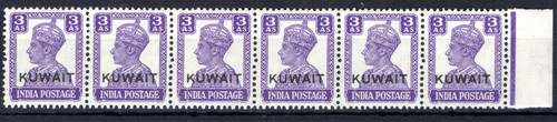 KUWAIT KGVI Stamps SG.58 STRIP SIX 3a Mint MNH India Overprint Cat £39+ SS611 - Picture 1 of 6