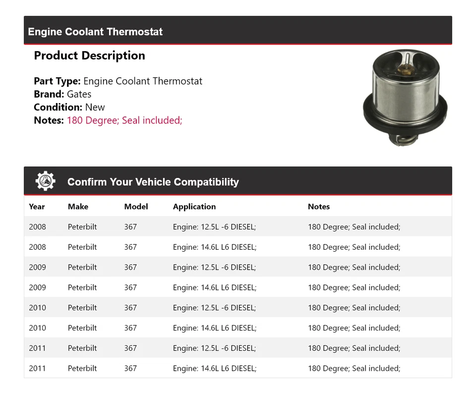 Ворота термостата охлаждающей жидкости двигателя для 2008-2011 Peterbilt 367 2009 2010 - Изображение 2 из 4