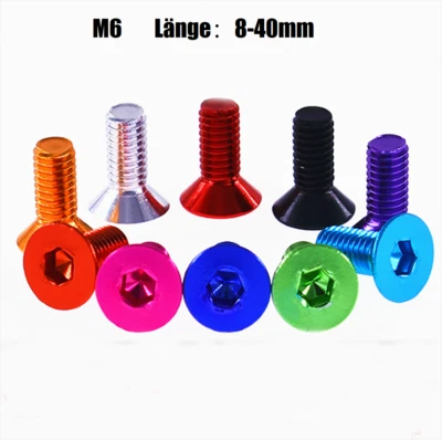 Senkschrauben M6 Innensechskant Farbig Aluminum Alloy Eloxiert Länge 8-40mm  - Bild 1 von 4