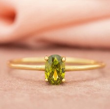 Green Peridot Ring 18k Gold Plated Ring Handmade Ring For Valentine's Day Gift