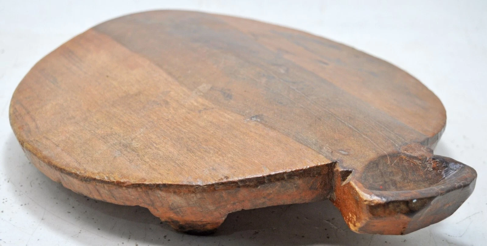 Antique Wooden Round Chapati Bread Rolling Plate Original Old Hand Carved