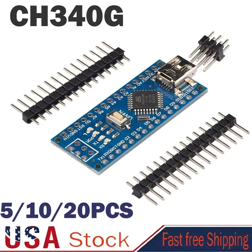 5/10/20PCS Nano V3.0 Mini USB ATmega328P-AU CH340 5V Board USB For Arduino US