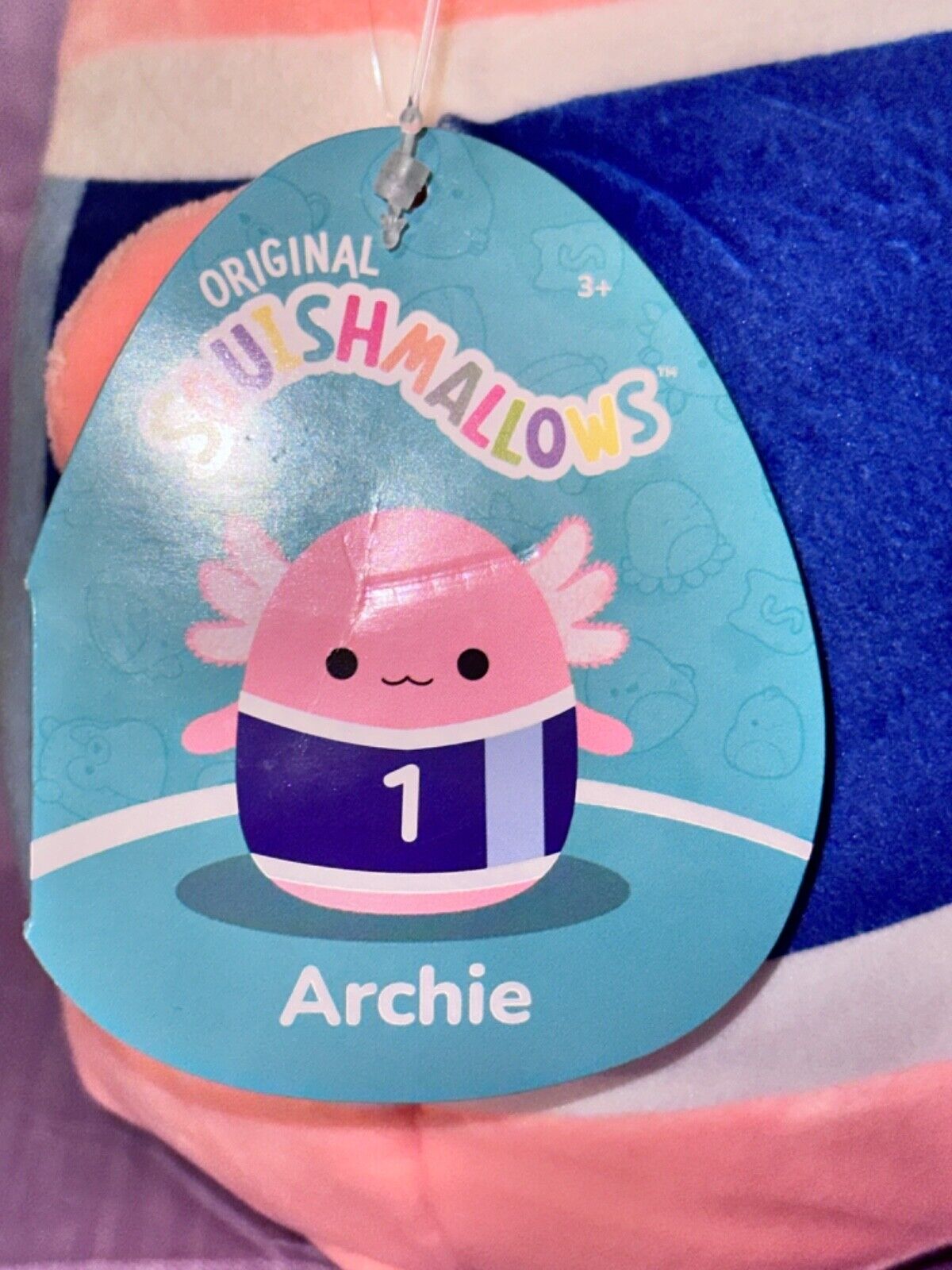 Squishmallows 8 inch Archie the Axolotl w/ Football Shirt NEW