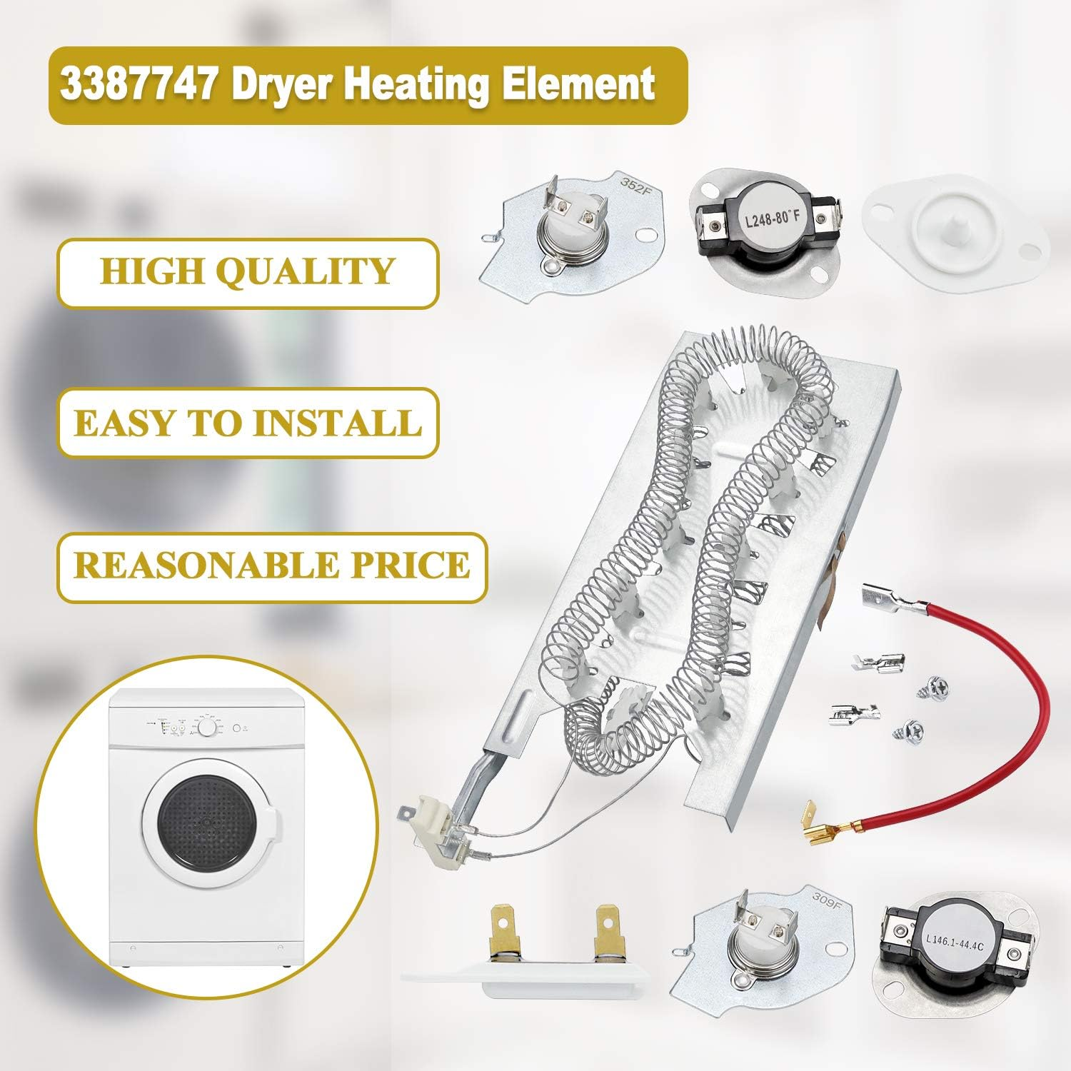 3387747 Dryer Heater Heating Element for Whirlpool Kenmore Maytag Magic Chef NEW