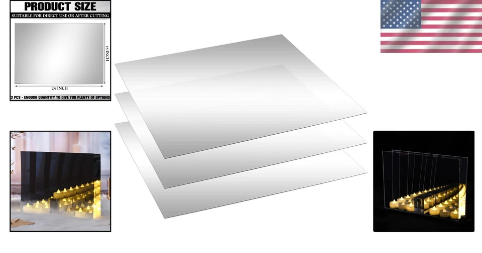 Vidro espelhado bidirecional acrílico durável, pacote com 3 - Ideal para espelhos infinitos - Imagem 2 de 4