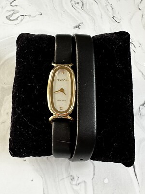 Ladies Pandora Double leather Wrap Oblong Diamond Watch