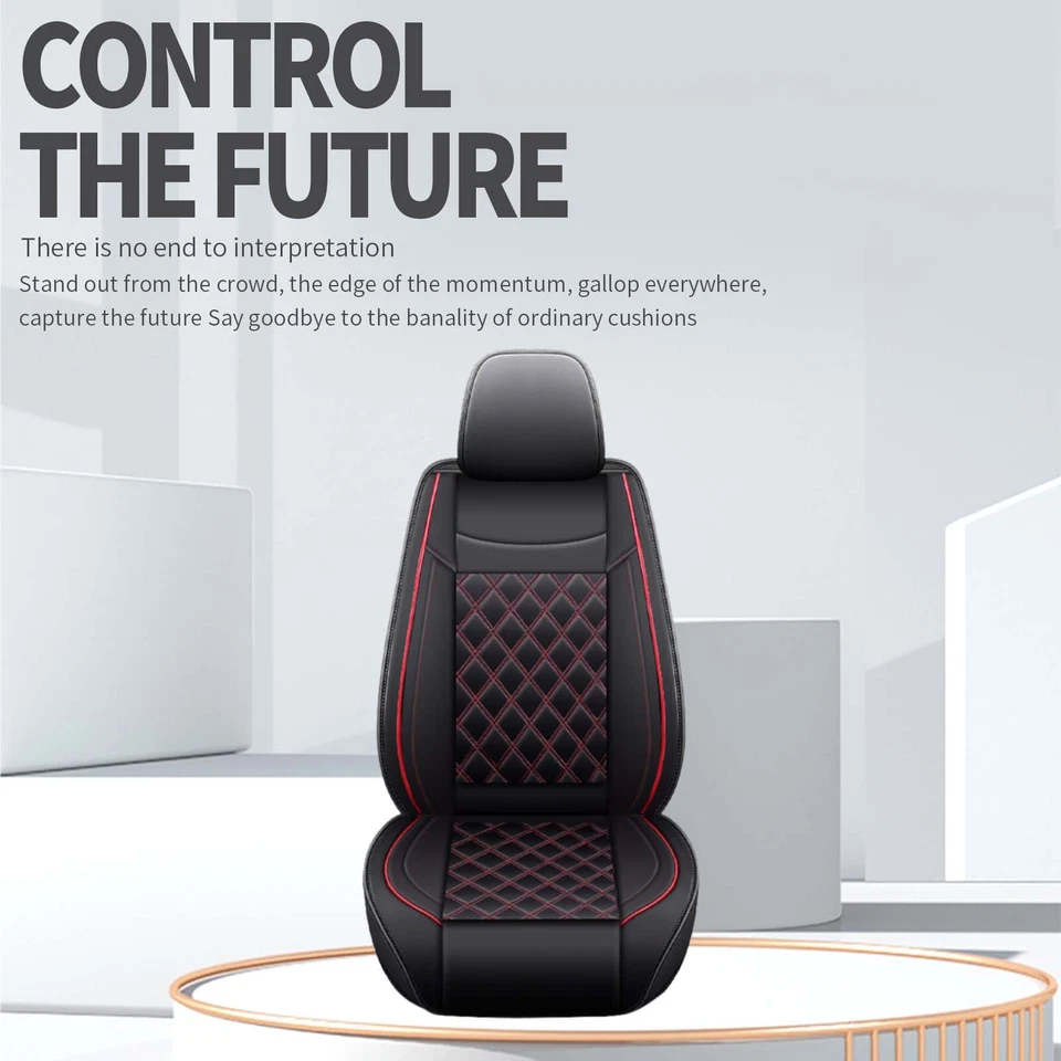 For Hyundai Elantra Accent Car Seat Cover Full Set Cushion Deluxe PU Leather - Image 4 of 4