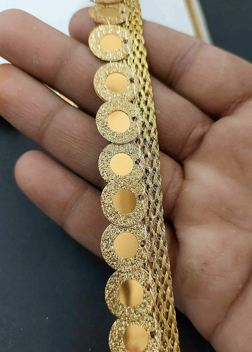 Indian Traditionl Designer Round Mirror Lace Color Gold 9 Metre