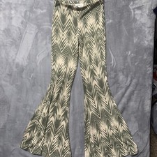 Boho Chevron Bell Bottom Pants Sz S Retro Flare Stretchy Hippie Festival Y2K