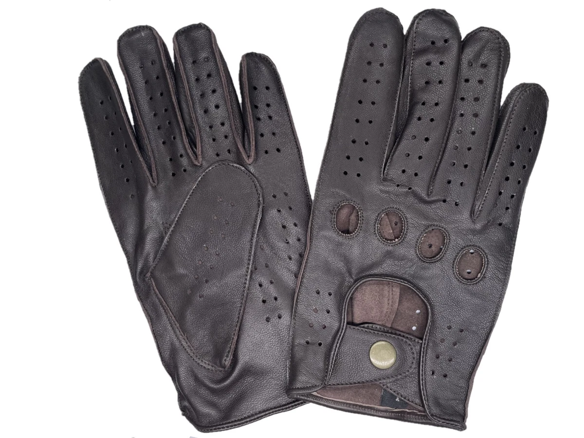 MEN'S CHAUFFEUR SHEEPSKIN LEATHER CAR DRIVING GLOVES (Finished Sewn Knuckles)